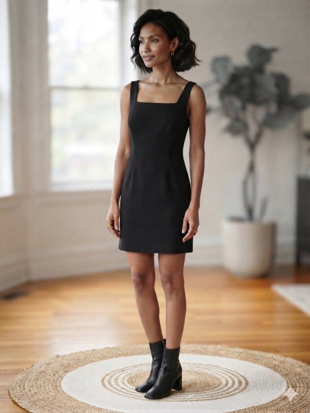 Vintage 90s Garage Little Black Dress Square-Neck Mini Dress Timeless Y2k